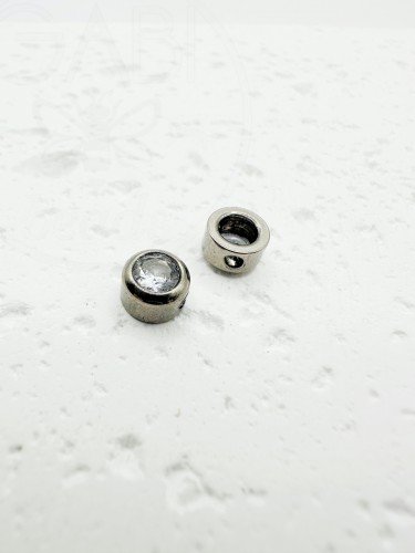 Nerūdijančio plieno intarpas su cirkonio akutėmis, plieno spalvos, 6x4mm, 1vnt