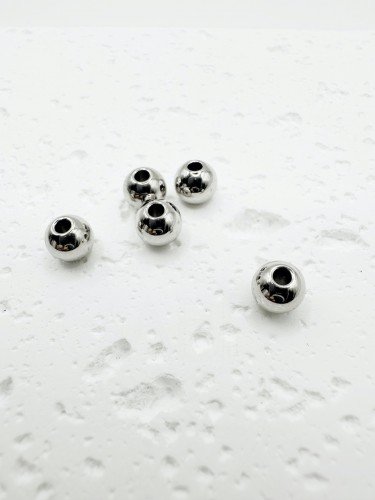 Nerūdijančio plieno intarpas, plieno spalvos, 6x5mm, 7vnt