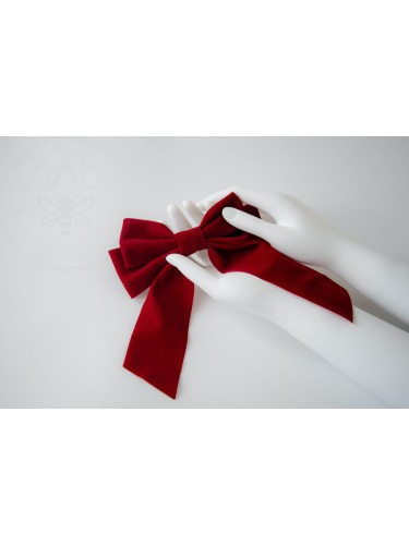 Kaspinas plaukų segtukas, veliūrinis, raudonas