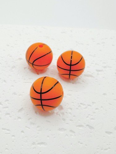 Silikoniniai karoliukai, "Krepšinio kamuolys", 15x15mm, 2vnt