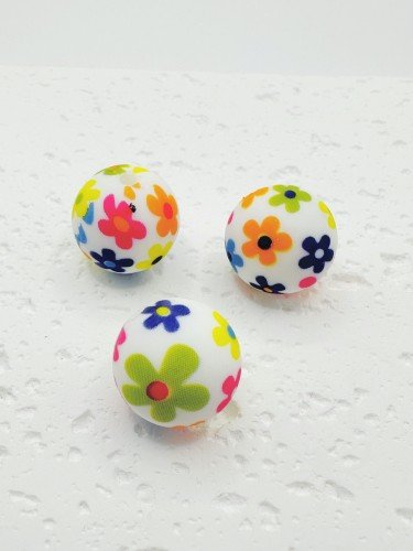 Silikoniniai karoliukai, "Gėlytės", 15x15mm, 2vnt