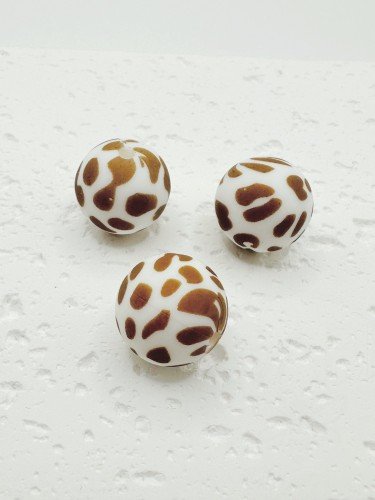Silikoniniai karoliukai, "Leopardo rašto", 15x15mm, 2vnt