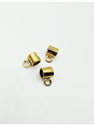 Nerūdijančio plieno intarpas su kilpute, aukso spalvos, 9x5x5mm, 3vnt
