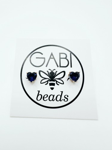 Medicininio metalo auskarai su cirkonio akutėmis "Mėlynos širdelės"