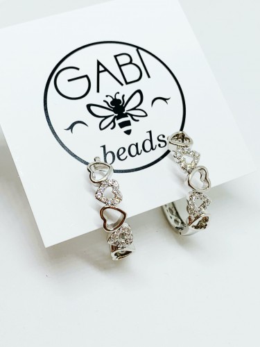 Medicininio metalo auskarai su  cirkonio akutėmis rinkės "Širdelės"