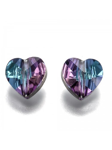 Stiklo karoliukai ŠIRDIS, violetinės/žydros spalvos, 10x10x7mm, 4vnt