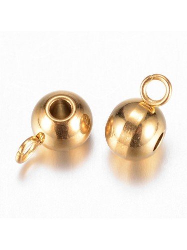 Nerūdijančio plieno intarpas, aukso spalvos, plieno spalvos 5x9x6mm, 2 vnt