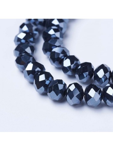 Stiklo kristalai, briaunuoti, rondelės forma, pilkai melsvos spalvos, 2x1mm, 3x2mm,...