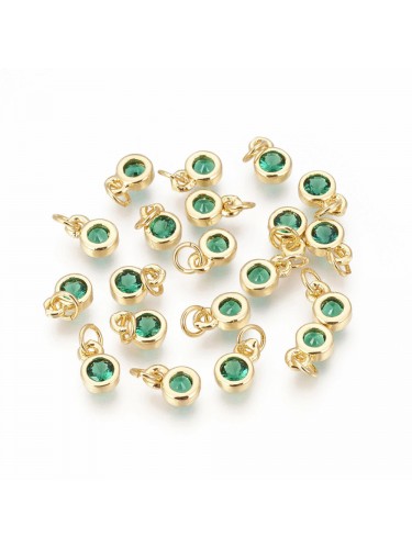 Nerūdijančio plieno pakabukas su cirkonio akutėmis, aukso spalvos, 6.5x4.5mm, 3 vnt