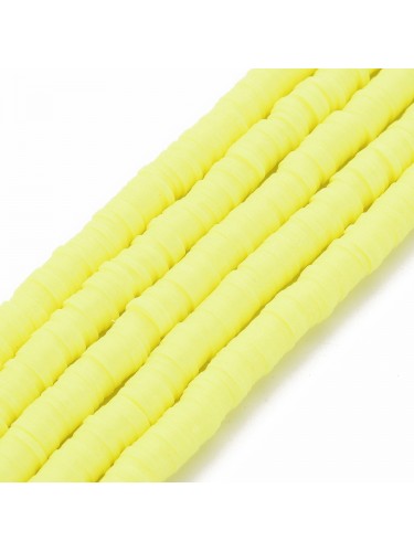 Polimerinio molio karoliukai, geltonos spalvos, 6x1mm