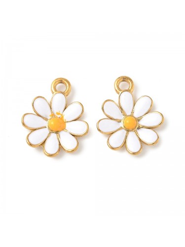 Nerūdijančio plieno pakabukas "Ramunė", aukso spalvos, dengtas emale, 1vnt