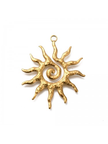 Nerūdijančio plieno pakabukas "Saulė", aukso spalvos, 40.5x33.5x2mm,1vnt