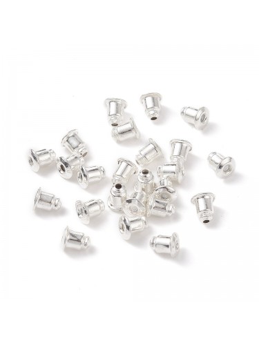 Metaliniai auskarų užsegimai, sidabro spalvos, 6x5mm, 30vnt