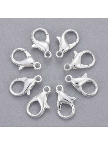 Karabinai, sidabro spalvos, 14x8mm, 16x8mm