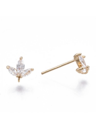 copy of 14K paauksuoto žalvario auskarų ruošinys su cirkonio akutėmis, 1 pora