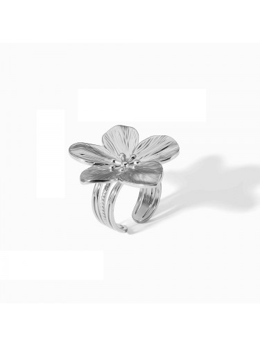 Nerūdijančio plieno žiedas "Gėlė"