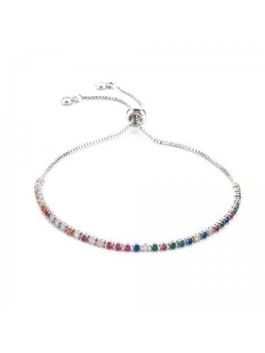 Nerūdijančio plieno apyrankė su spalvotomis cirkonio akutėmis, sidabro spalvos