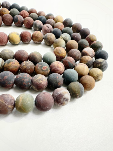 Jaspis, picasso, matinės spalvos, 6mm, 8mm, 10mm