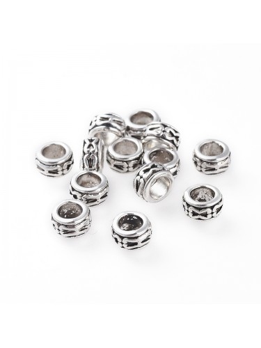 Intarpai, sidabro spalvos, 6x3,5x3,5mm, 18vnt