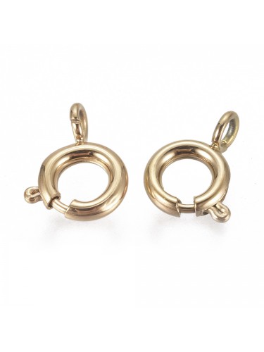 Nerūdijančio plieno užsegimai, aukso spalvos 6x1.6mm, 2 vnt