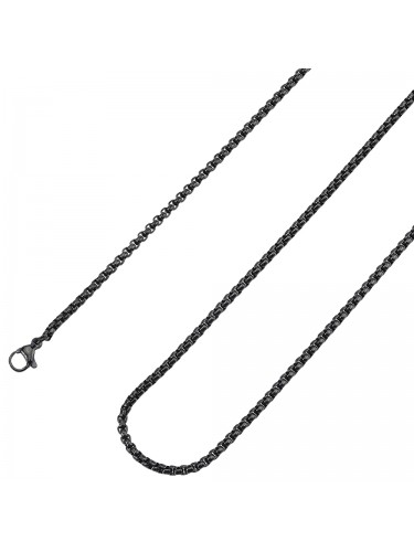 Nerūdijančio plieno grandinėlė ,2.5mm storio, 60cm ilgio su užsegimu, juodos spalvos.