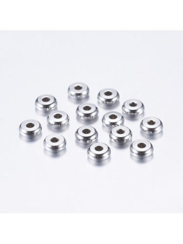 Nerūdijančio plieno intarpai, plieno spalvos, 5x2mm, 30vnt