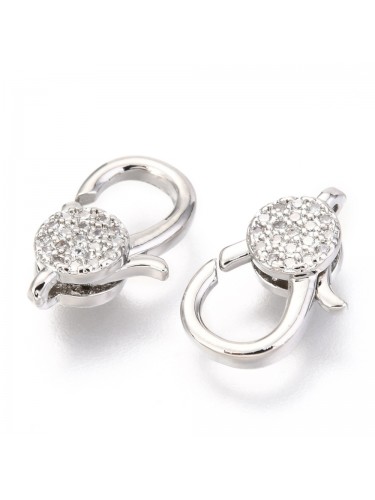 Nerūdijančio plieno užsegimas su cirkonio akutėmis, plieno spalvos 15x10x4mm, 1 vnt