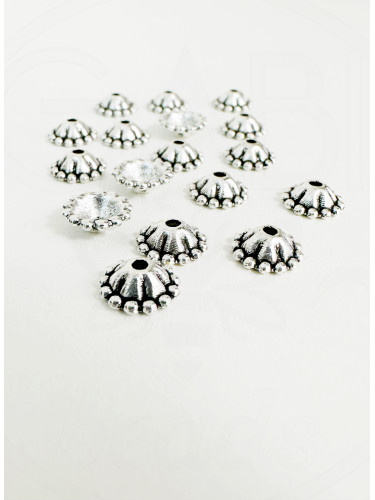 Kepurėlės, perveriamos, plieno spalvos, 8x4x2mm, 25vnt