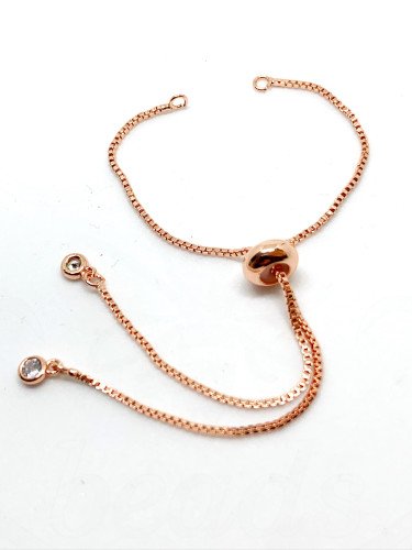 Nerūdijančio metalo apyrankės ruošinys, Rose gold spalvos, cirkonio akutės, vienos...