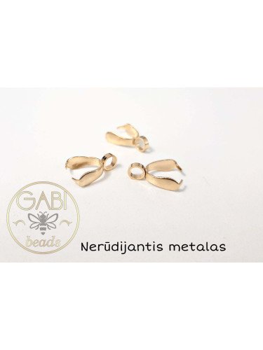 Nerūdijančio metalo pakabuko laikykliai, aukso spalvos, 11x8x3mm, 2vnt