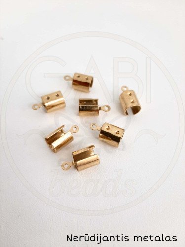 Nerūdijančio metalo užbaigimo detalės, aukso spalvos, 12 x 6,5mm, 2vnt