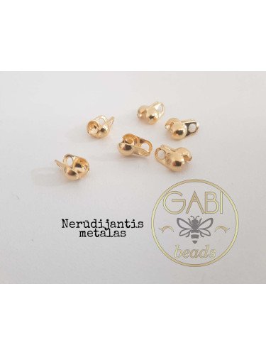 Nerūdijančio metalo užbaigimo detalės, aukso spalvos, 4×6x3mm, 4vnt