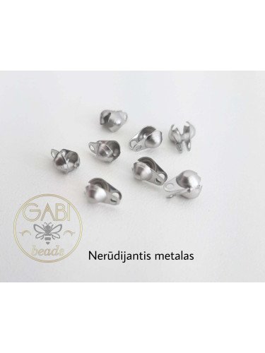 Nerūdijančio metalo užbaigimo detalės, plieno spalvos, 4x6mm, 8vnt