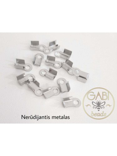 Nerūdijančio metalo užbaigimo detalės, plieno spalvos, 4x8mm, 14vnt