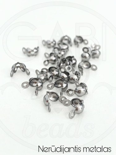 Nerūdijančio metalo užbaigimo detalės, plieno spalvos, 8x4mm, 12vnt