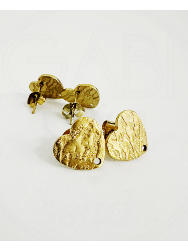 Nerūdijančio plieno auskarų ruošinys, aukso spalvos 12x13mm, 1 pora