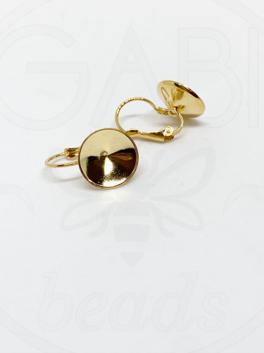 Nerūdijančio plieno auskarų ruošinys, aukso spalvos 20x13x13mm, tinka 12mm akutei, 1 pora