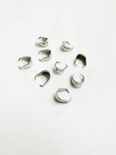 Nerūdijančio plieno deatalė pakabukui, plieno spalvos, 8x7x4.5mm, 5vnt