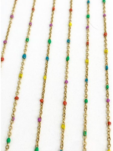 Nerūdijančio plieno grandinėlė ,1mm, aukso, mix spalvos, 10cm