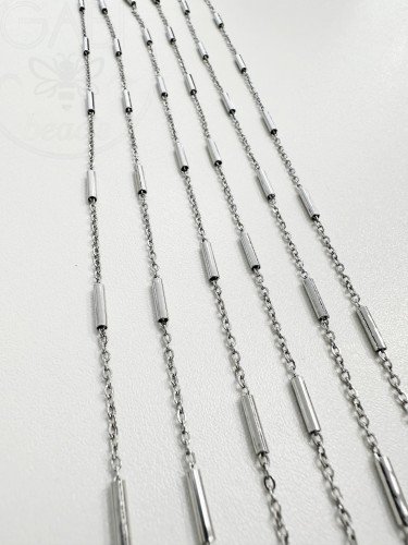 Nerūdijančio plieno grandinėlė ,2x1,5x0,3mm,sidabro spalvos, 10cm