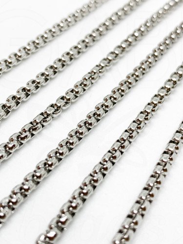Nerūdijančio plieno grandinėlė, 3x3x1.5mm, plieno spalvos