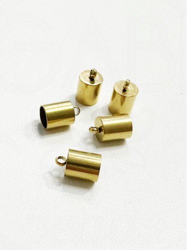 Nerūdijančio plieno įklijuojamos kepurėlės, aukso spalvos, 11x7mm (vidus 6mm), 2vnt