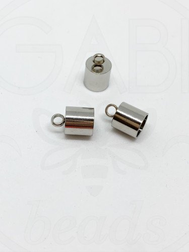Nerūdijančio plieno įklijuojamos kepurėlės, plieno spalvos, 10x7mm (vidus 6mm), 3vnt