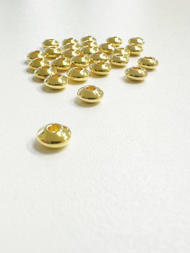 Nerūdijančio plieno intarpai, aukso spalvos, 6x3mm, 8vnt