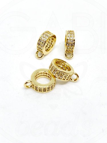 Nerūdijančio plieno intarpas, aukso spalvos, su cirkonio akutėmis 10x7,5x3mm, 1vnt