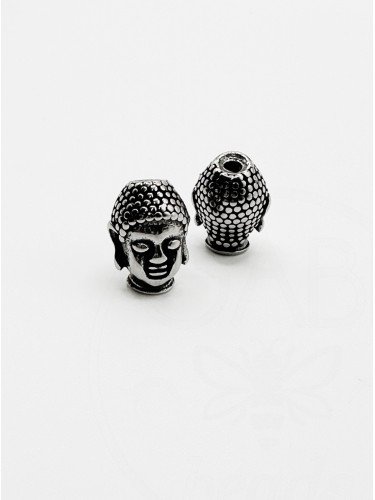 Nerūdijančio plieno intarpas "Buda", plieno spalvos, 14x10x10mm, 1vnt