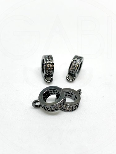 Nerūdijančio plieno intarpas, juodintos spalvos, su cirkonio akutėmis 10x7,5x3mm, 1vnt