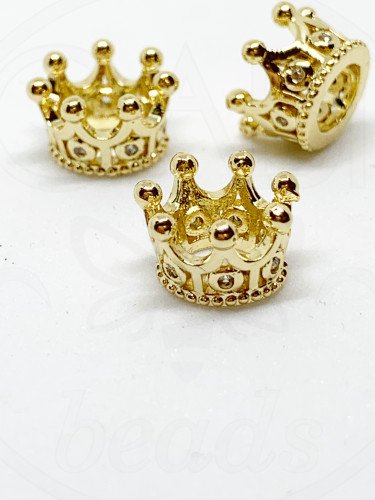 Nerūdijančio plieno intarpas karūna su cirkonio akutėmis, baltos/aukso spalvos, 11x7mm,...