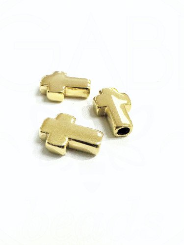Nerūdijančio plieno intarpas "Kryžius", aukso spalvos, 14x10x4mm, 1vnt