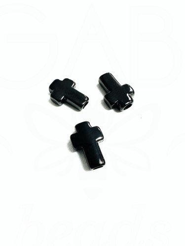 Nerūdijančio plieno intarpas "Kryžius", juodos spalvos, 14x10x4mm, 1vnt